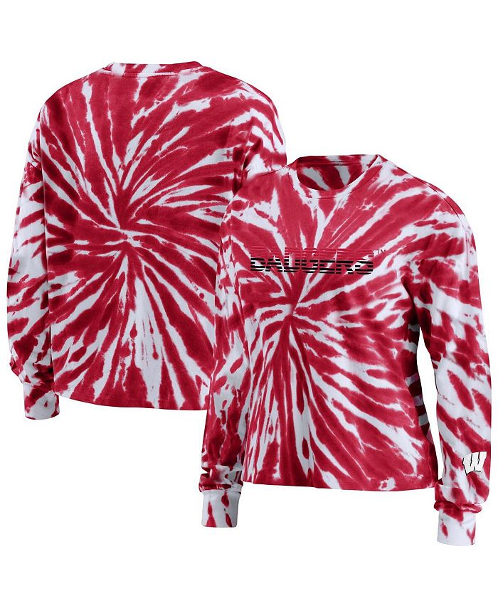 Women's Red Wisconsin Badgers Tie-Dye Long Sleeve T-shirt