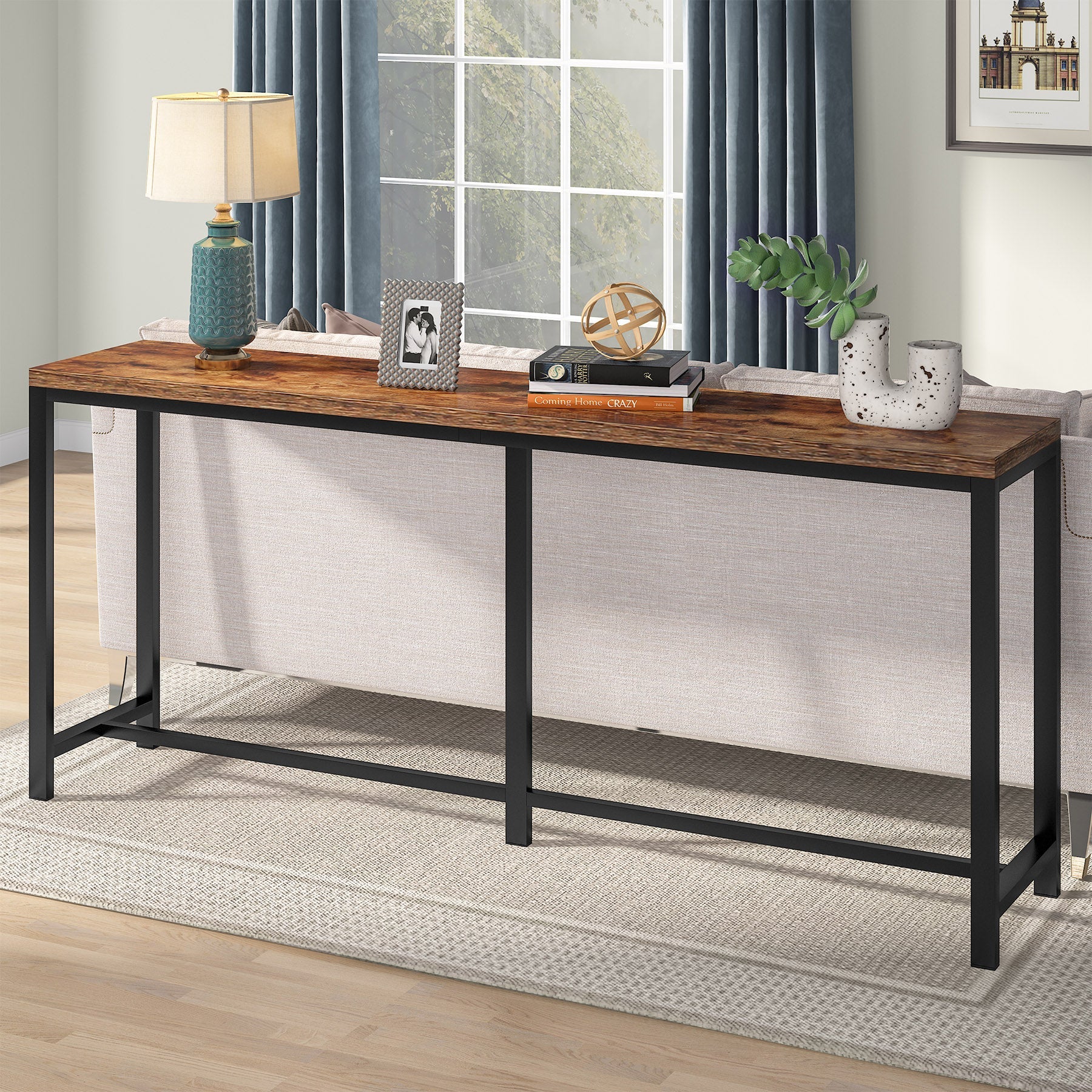 70.9 Inch Console Table, Skinny Long Entryway Table Sofa Table