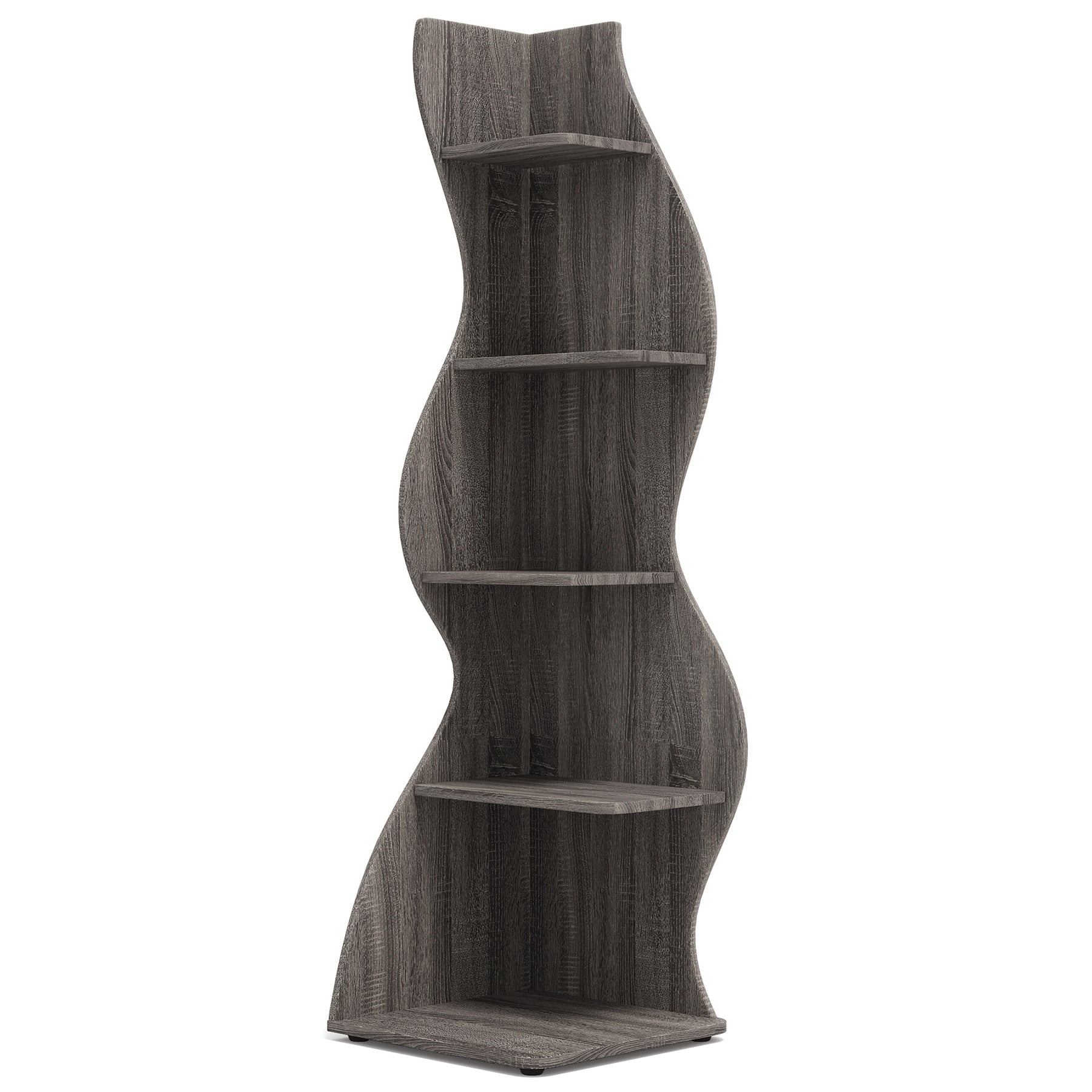 5-Tier Corner Shelf, Modern Wall Corner Bookshelf Bookcase