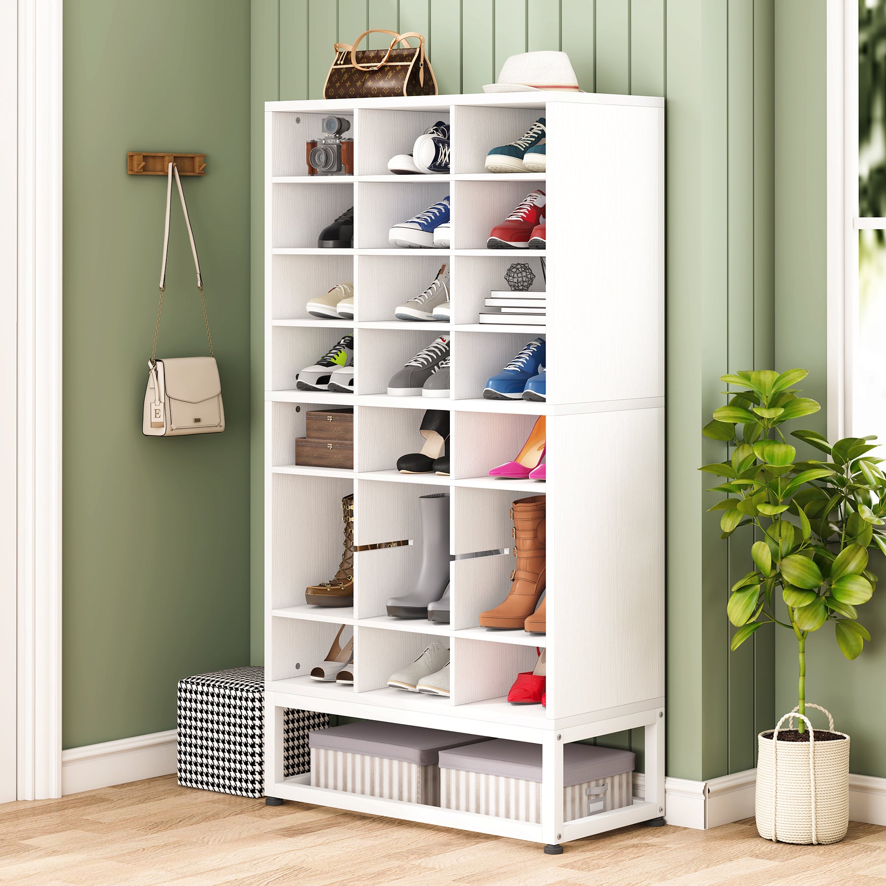 Freestanding Shoe Cabinet, 8-Tier Shoe Storage Rack with 24 Cubbies