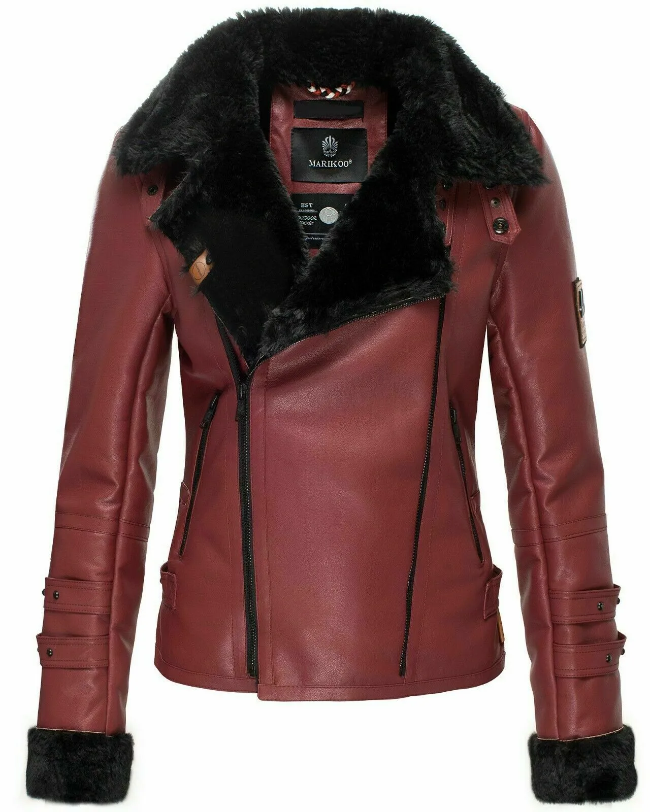 Women's fall/winter jacket with faux leather lining motorcycle jacket