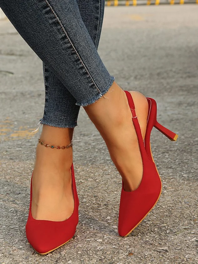 Women's Red Green Simple Pointed Toe Stiletto Heels