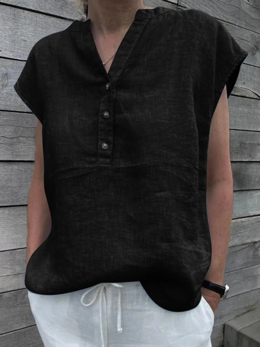Women's Casual Elegant Button-Embellished Cotton Shirt