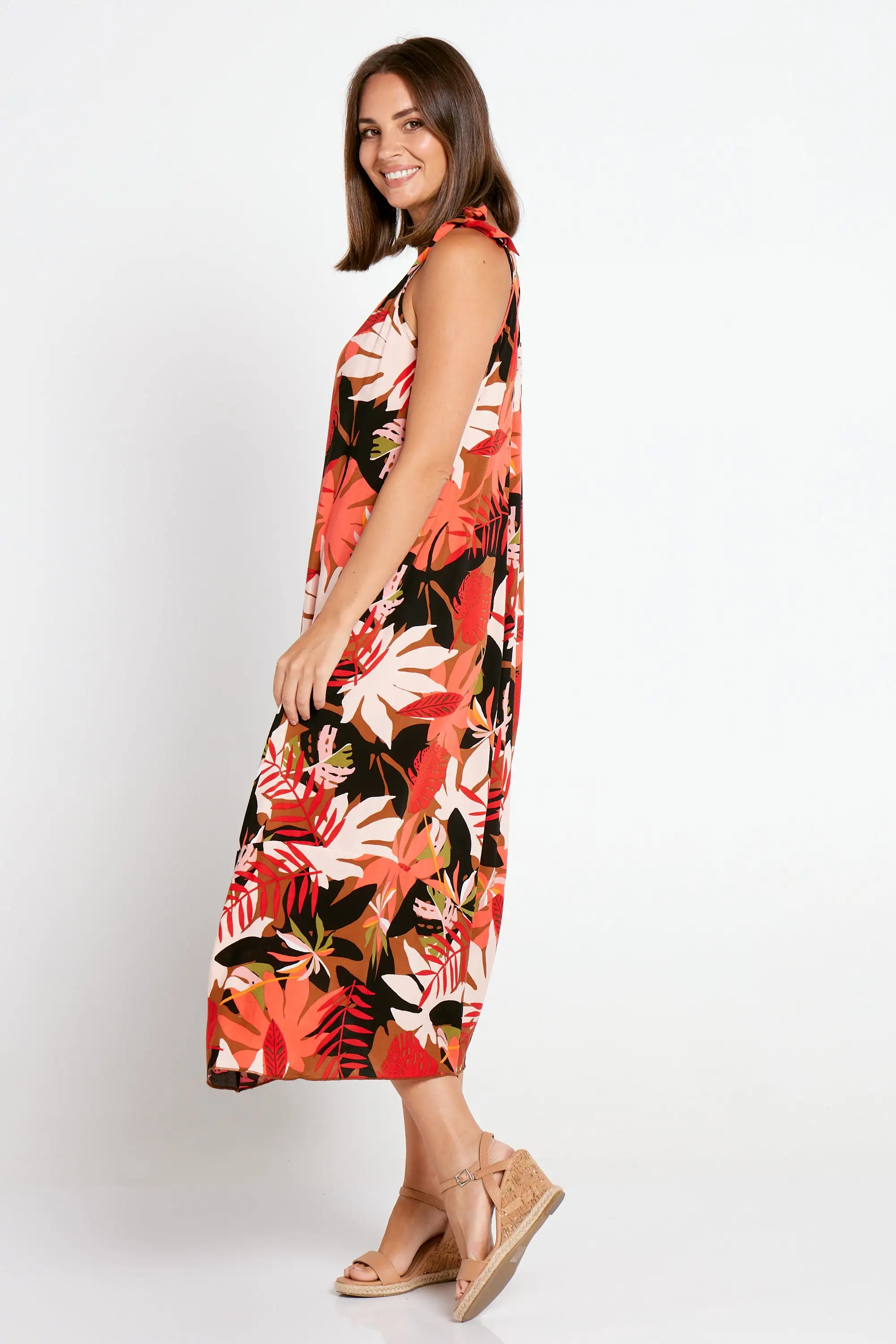 Daintree Dress - Red Botanical