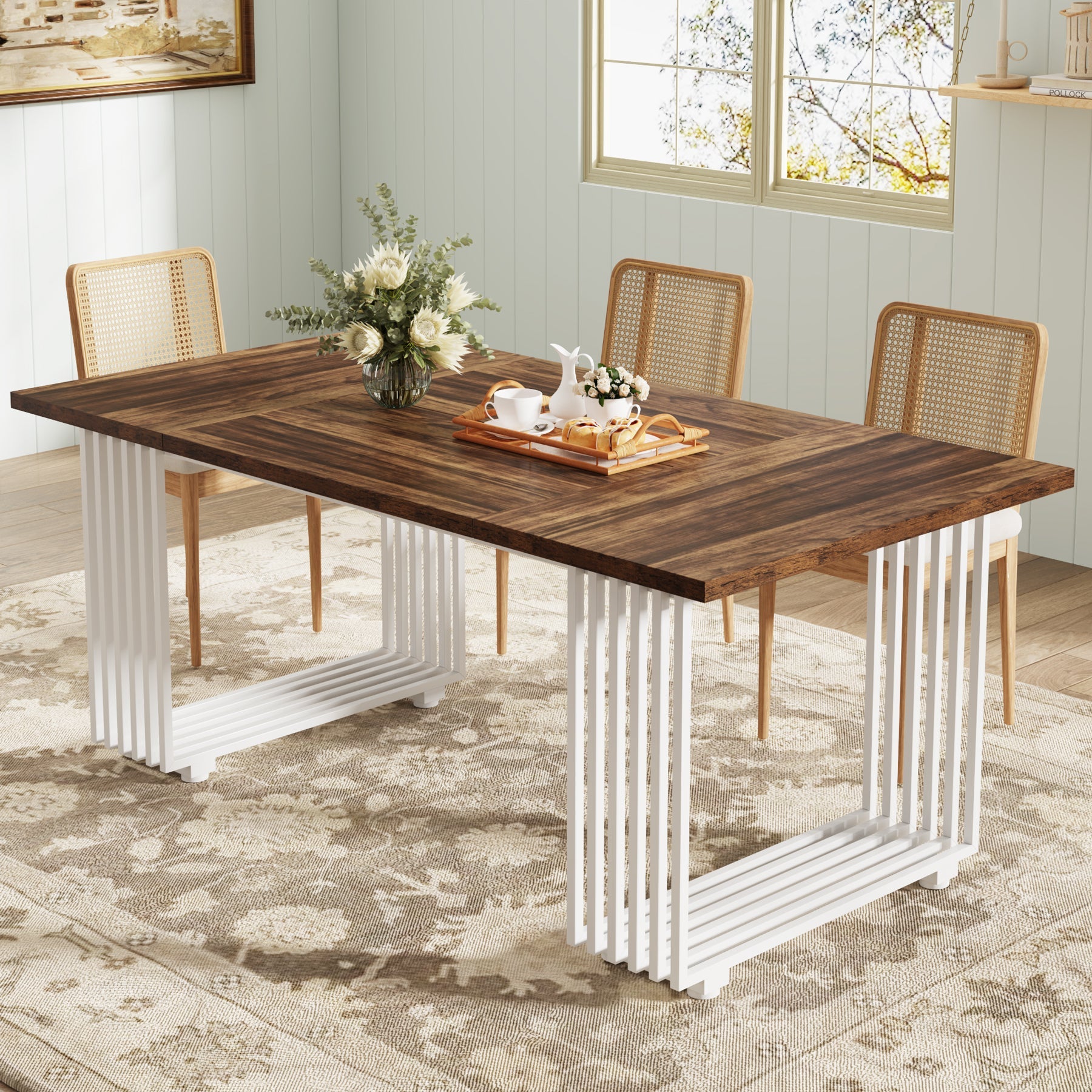 Modern Dining Table, 70.8 Inches Kitchen Table for 6-8 People