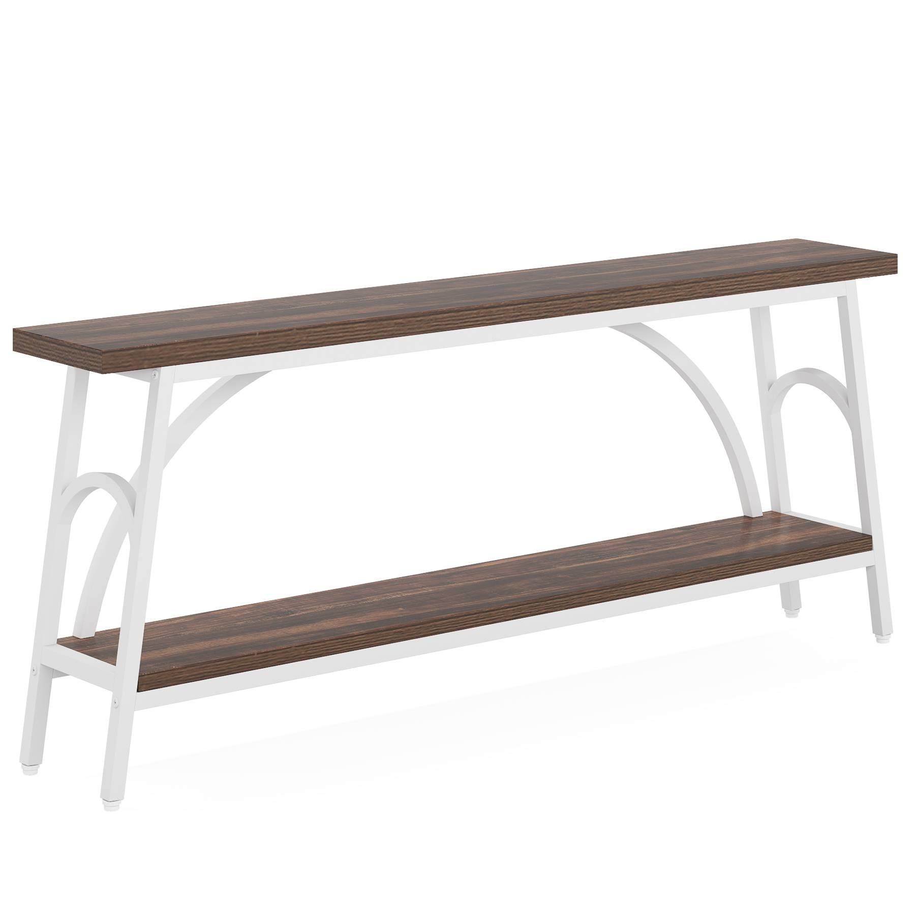 2-Tier Console Table, 70.8” Sofa Table Hallway Table with Open Shelves