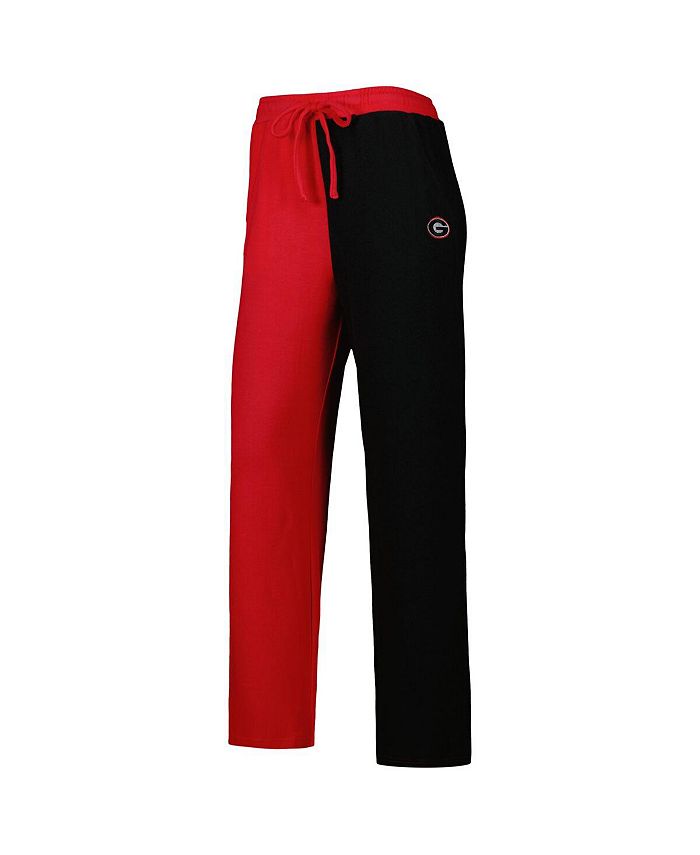 Women's Red， Black Georgia Bulldogs Colorblock Cozy Tri-Blend Lounge Pants
