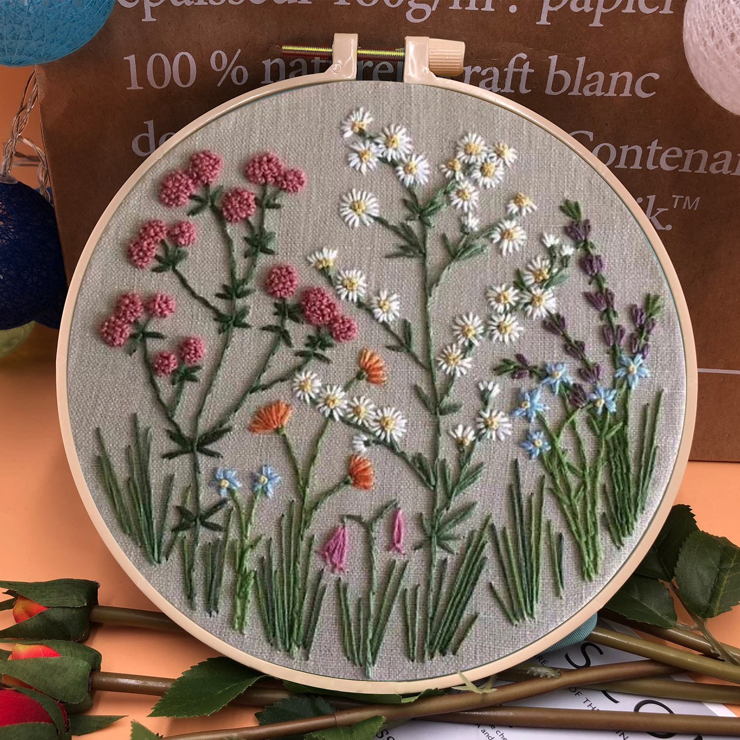 47% OFF - Perfect Gift - Embroidery  Hoop Flower Kit for Beginner