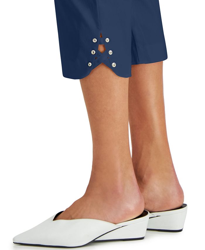 Petite Crisscross-Hem Capri Pants， Created for Macy's