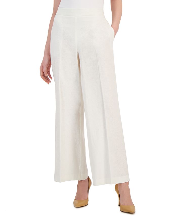 Women's Linen-Blend High-Rise Pull-On Wide-Leg Pants
