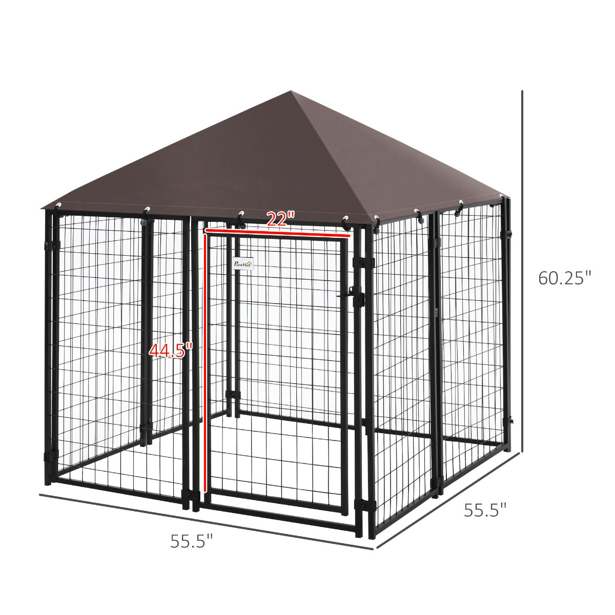 Carevas Large Lockable Outdoor Dog House Kennel with Water-resistant Roof for Small and Medium Sized Pets