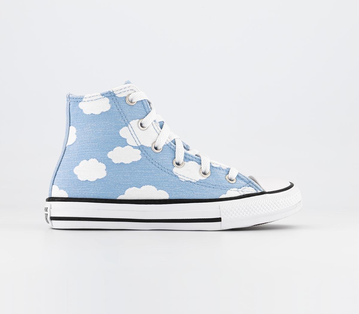 Kids Converse All Star Hi Mid Sizes Light Armory Blue Cloud