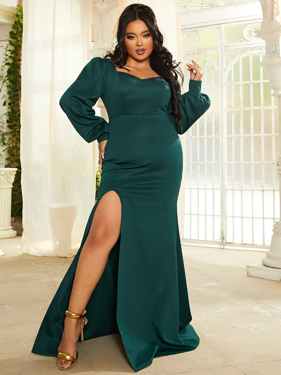 Sweetheart Collar Emerald Green Satin Prom Mermaid Dress PXH2157