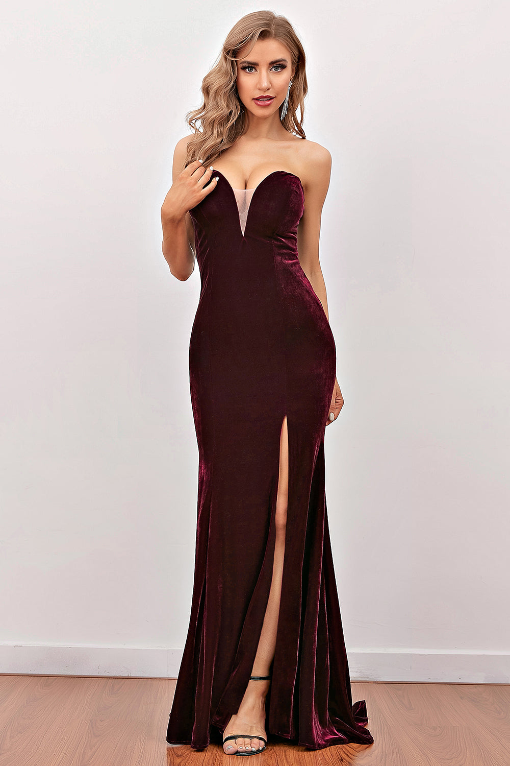 Fashion Burgundy Sweetheart Long Party Dress