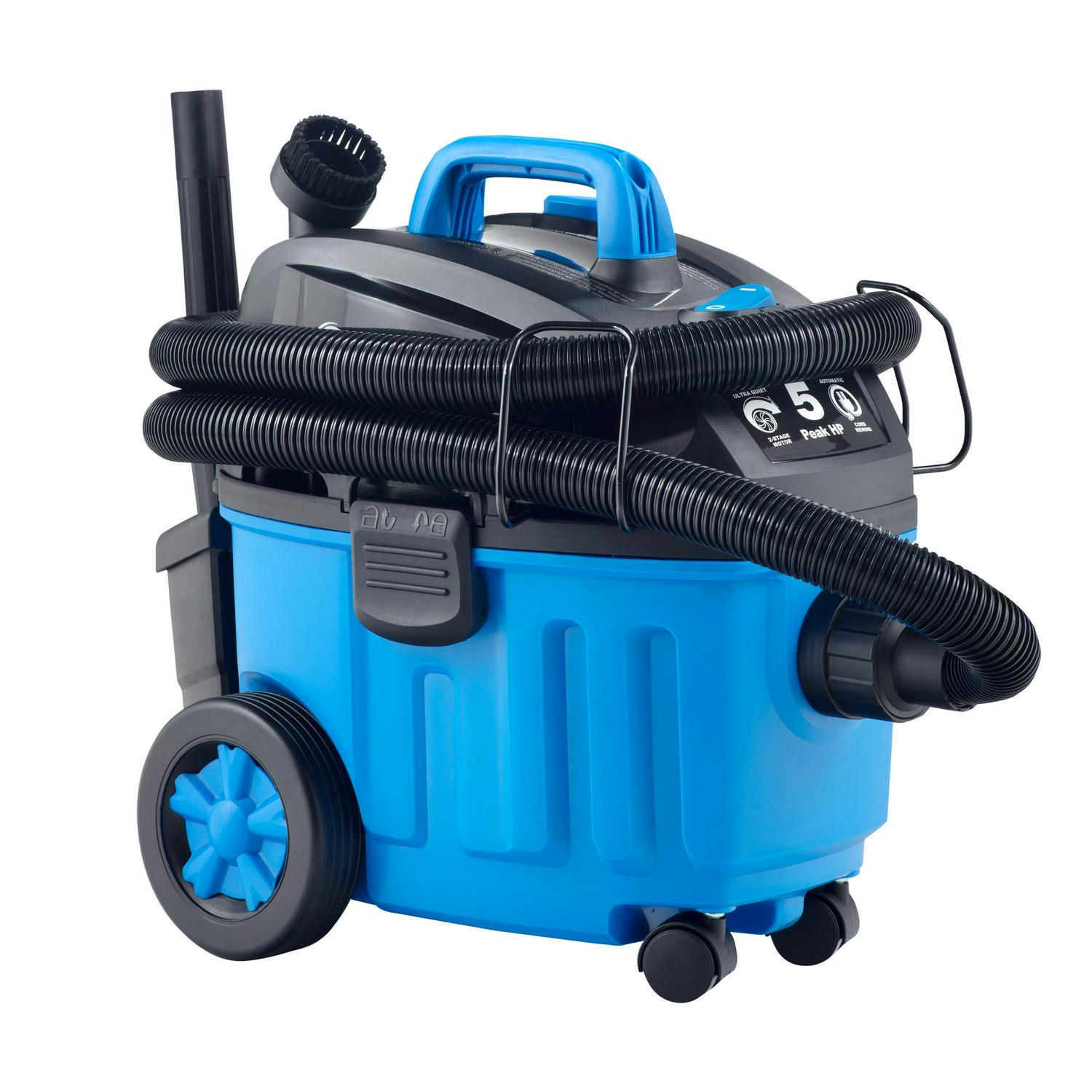 Vacmaster 4 Gallon 5 Peak HP Poly Household Wet/Dry Vacuum， VF409