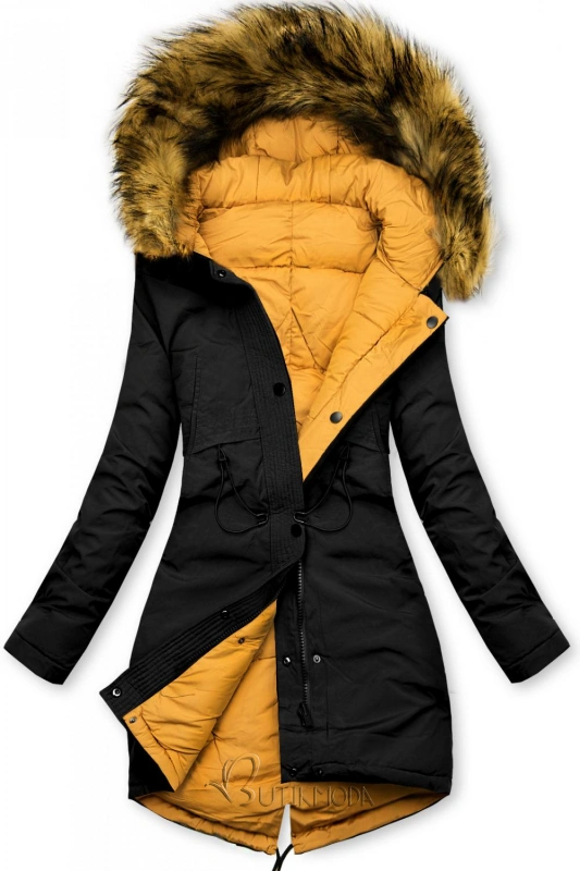 Reversible winter jacket black yellow