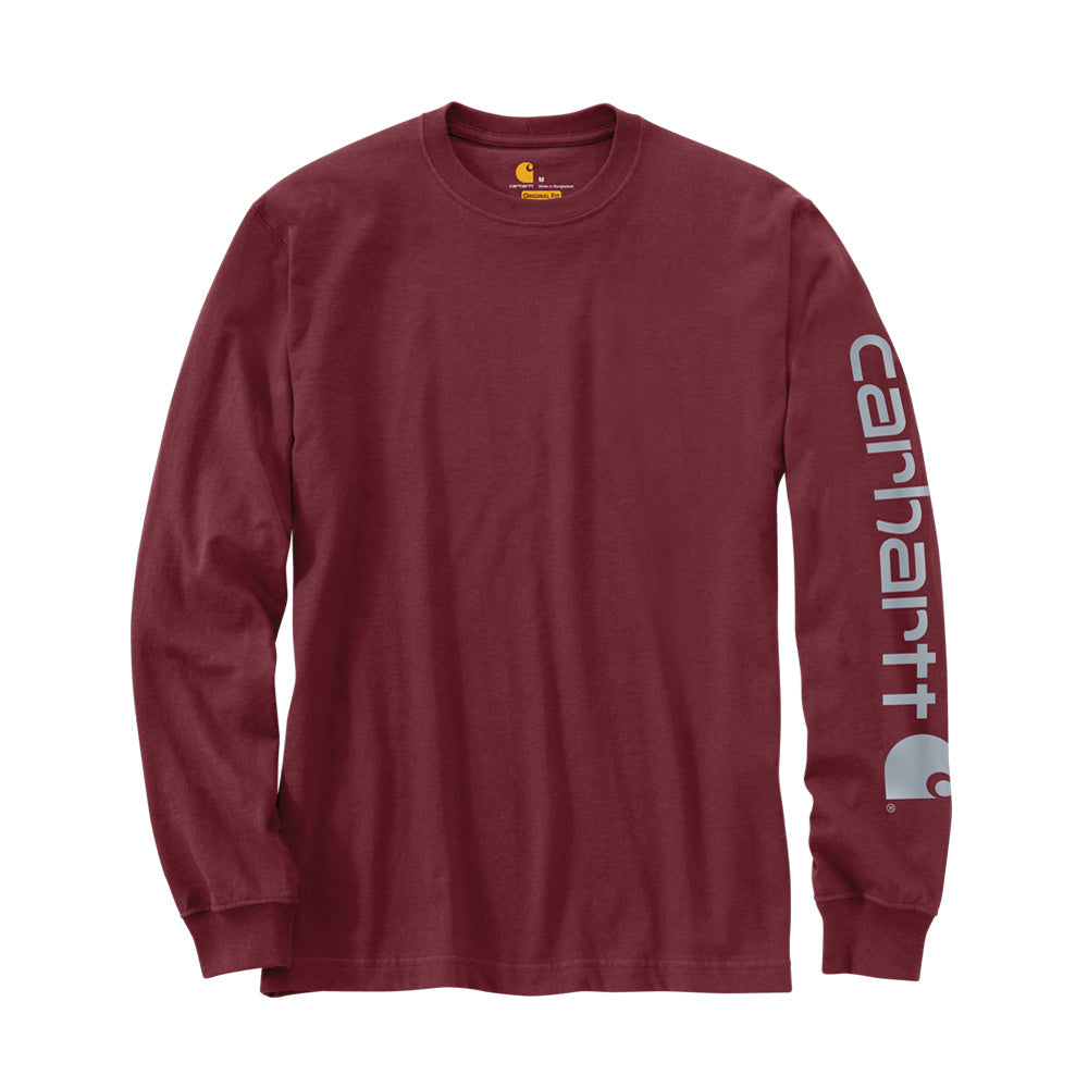 Carhartt Men's Signature Logo Long Sleeve T-Shirt_Port