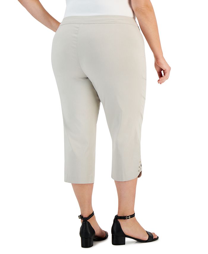 Plus Size Lattice-Hem Capri Pants， Created for Macy's