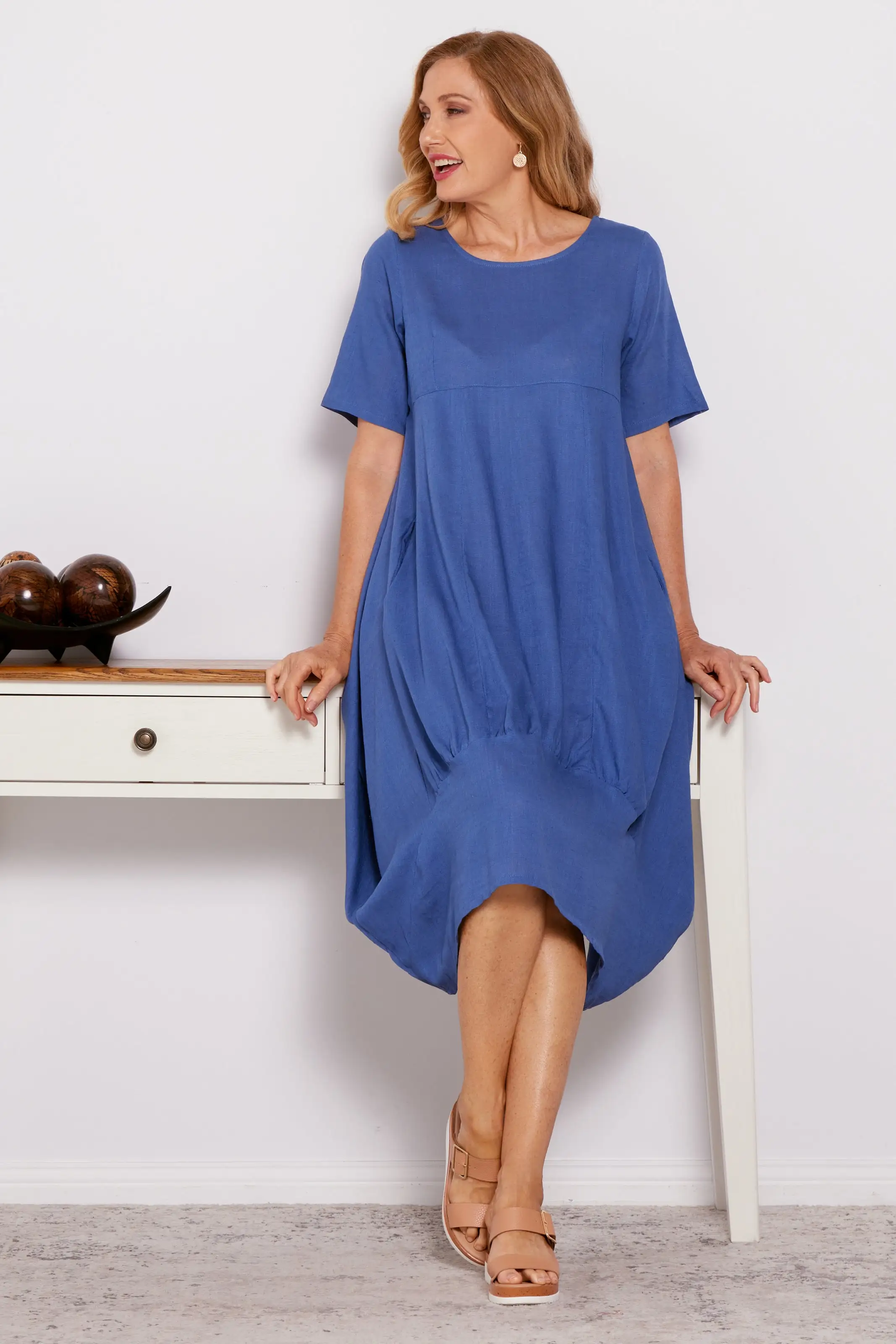 Otis Linen Dress - Blue