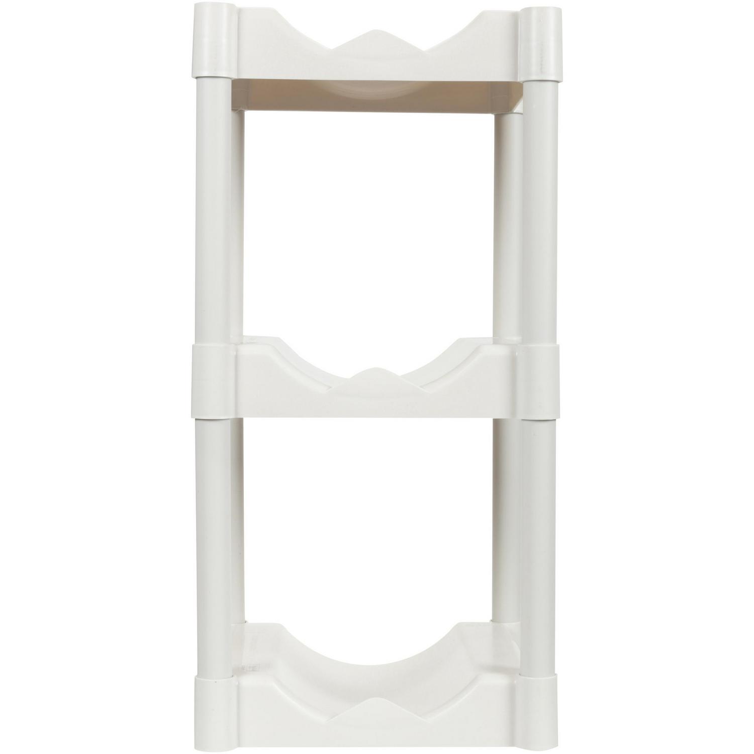 Bottle Buddy 3-Tier Storage System with Floor Protector， White， Plastic