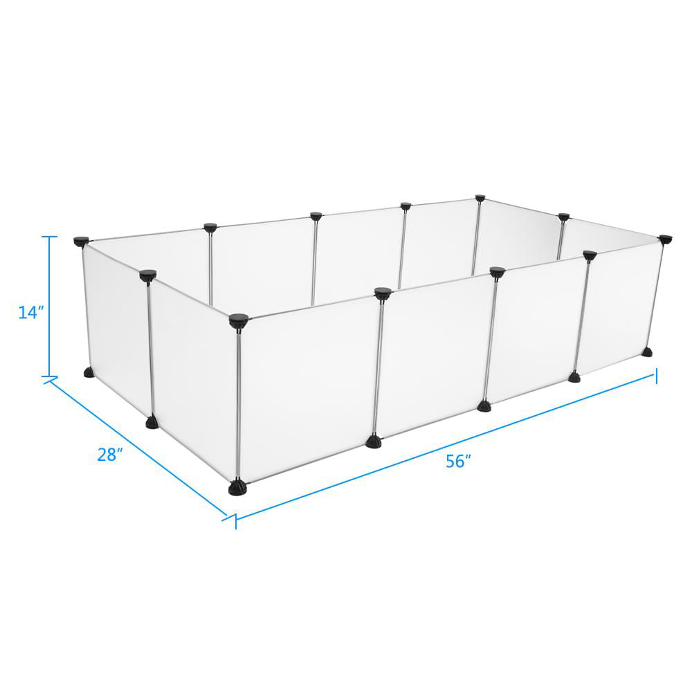 UBesGoo 12 Panel Pet Playpen Portable Plastic Yard Fence Small Animals， Transparent， (28” L x 56” W x 14