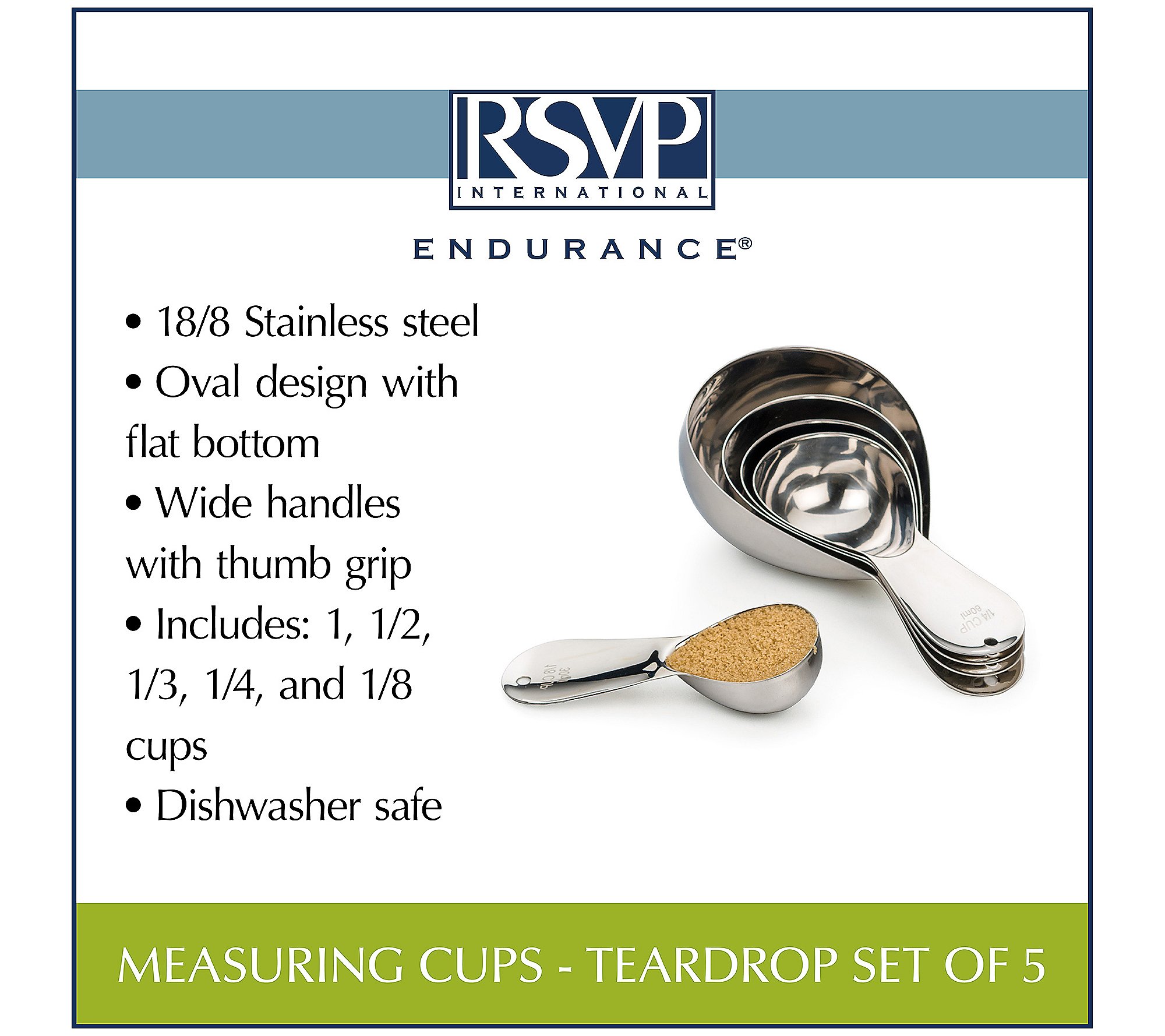 RSVP Set of 5 Teardrop Measuring Cups