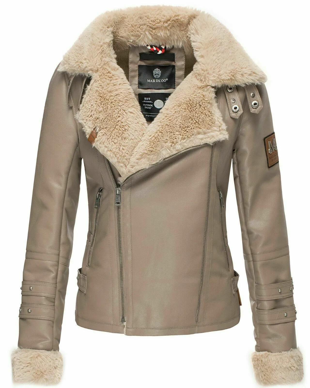 Women's fall/winter jacket with faux leather lining motorcycle jacket