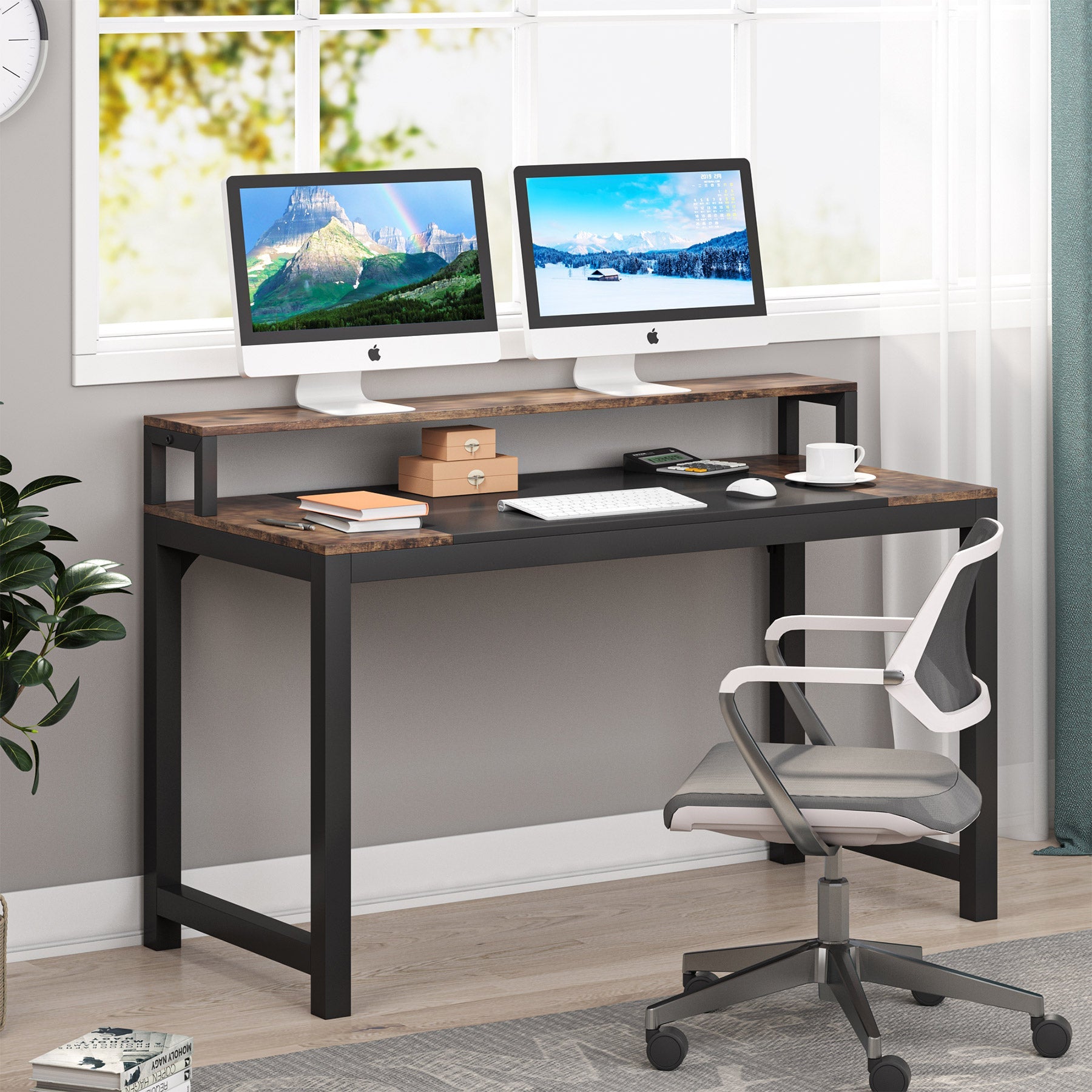 Multipurpose Computer Desk Home Office Desk with Monitor Stand