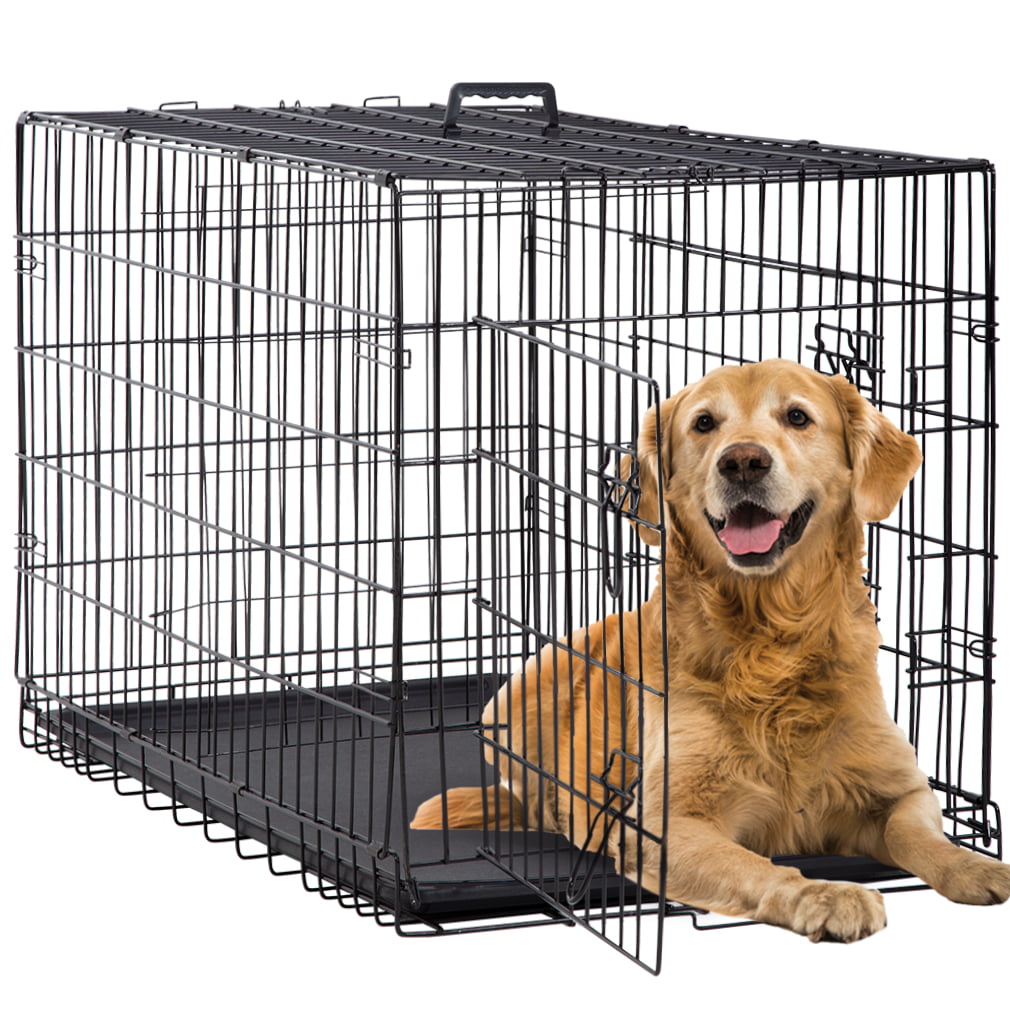 BestPet Folding Dog Crate with Divider and Tray， 42
