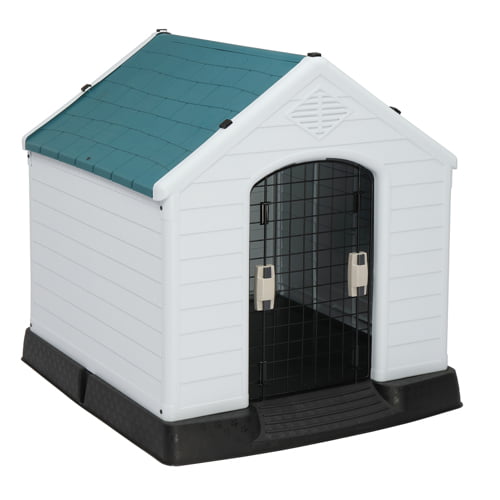 VINGLI Plastic Dog House， Pet Dog Kennel for Small Medium Sized Dogs with Door