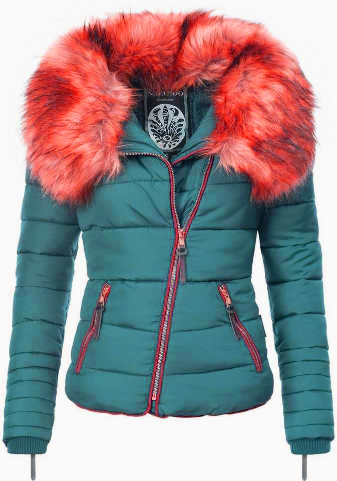 Winter fashion jacket, noble faux fur collar