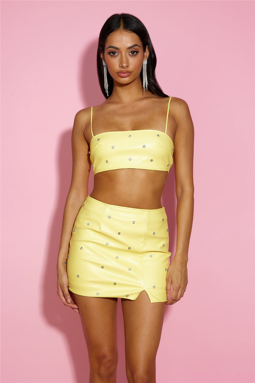 Luxe Sparkle Mini Skirt Yellow