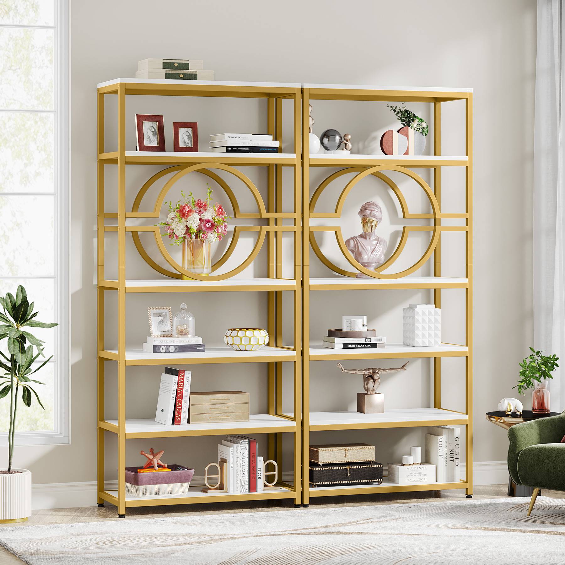 Tribesigns Bookshelf, 6-Tier Etagere Bookcase Freestanding Storage Shelf