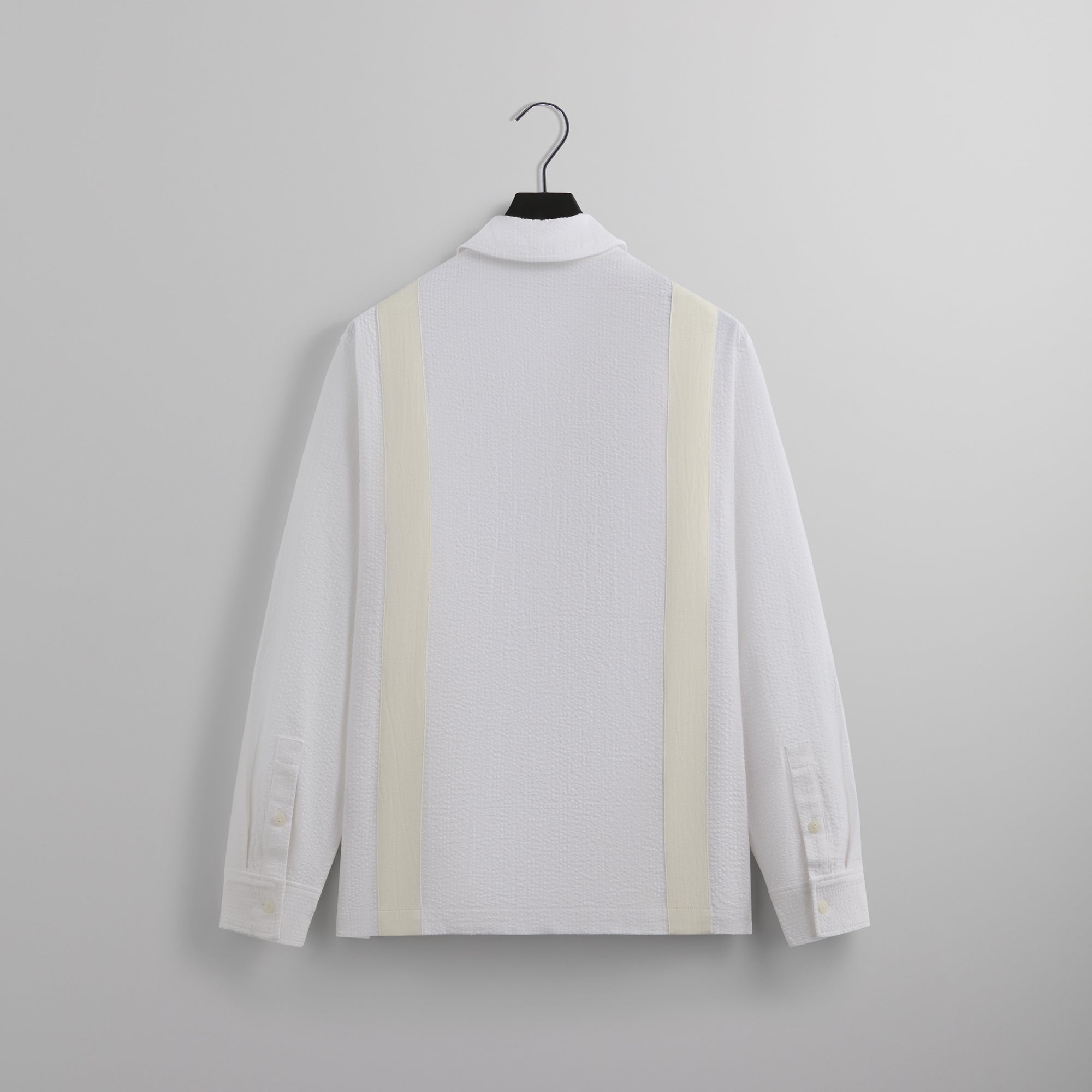 Kith Seersucker Long Sleeve Boxy Collared Overshirt - White