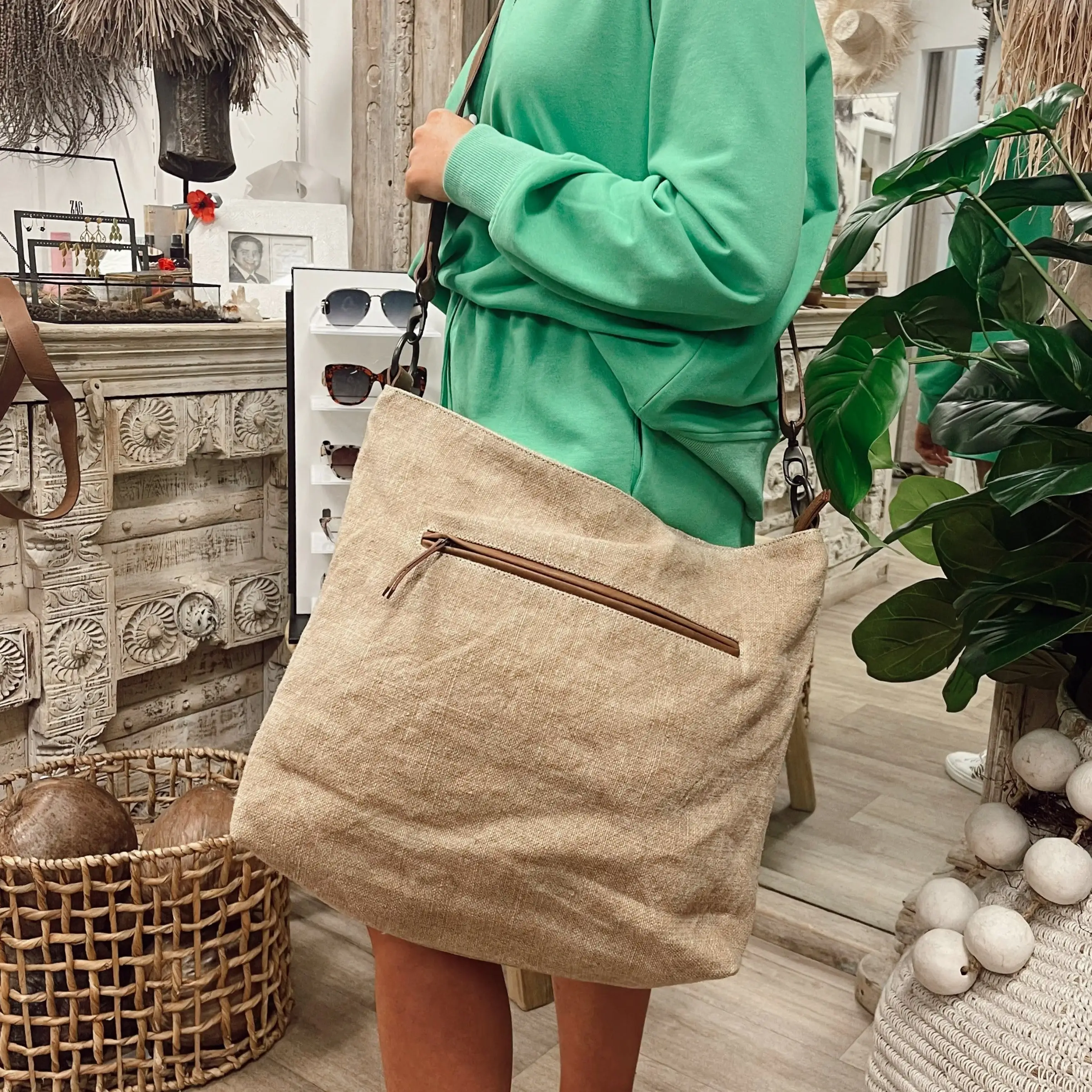 Lisa Jute Large Bag - Beige