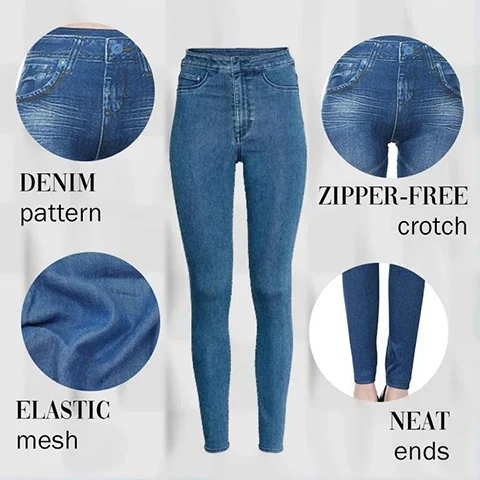 Perfect Stretch Skinny Fit Pull-On Push-Up Plus-Size Denim Jeans Leggings