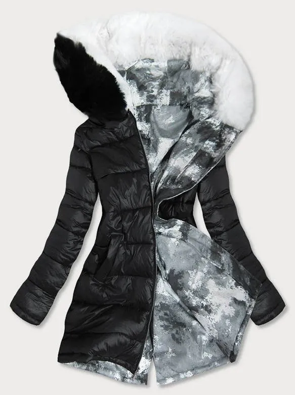 REVERSIBLE WOMEN'S WINTER JACKET CAMO WHITE / BLACK