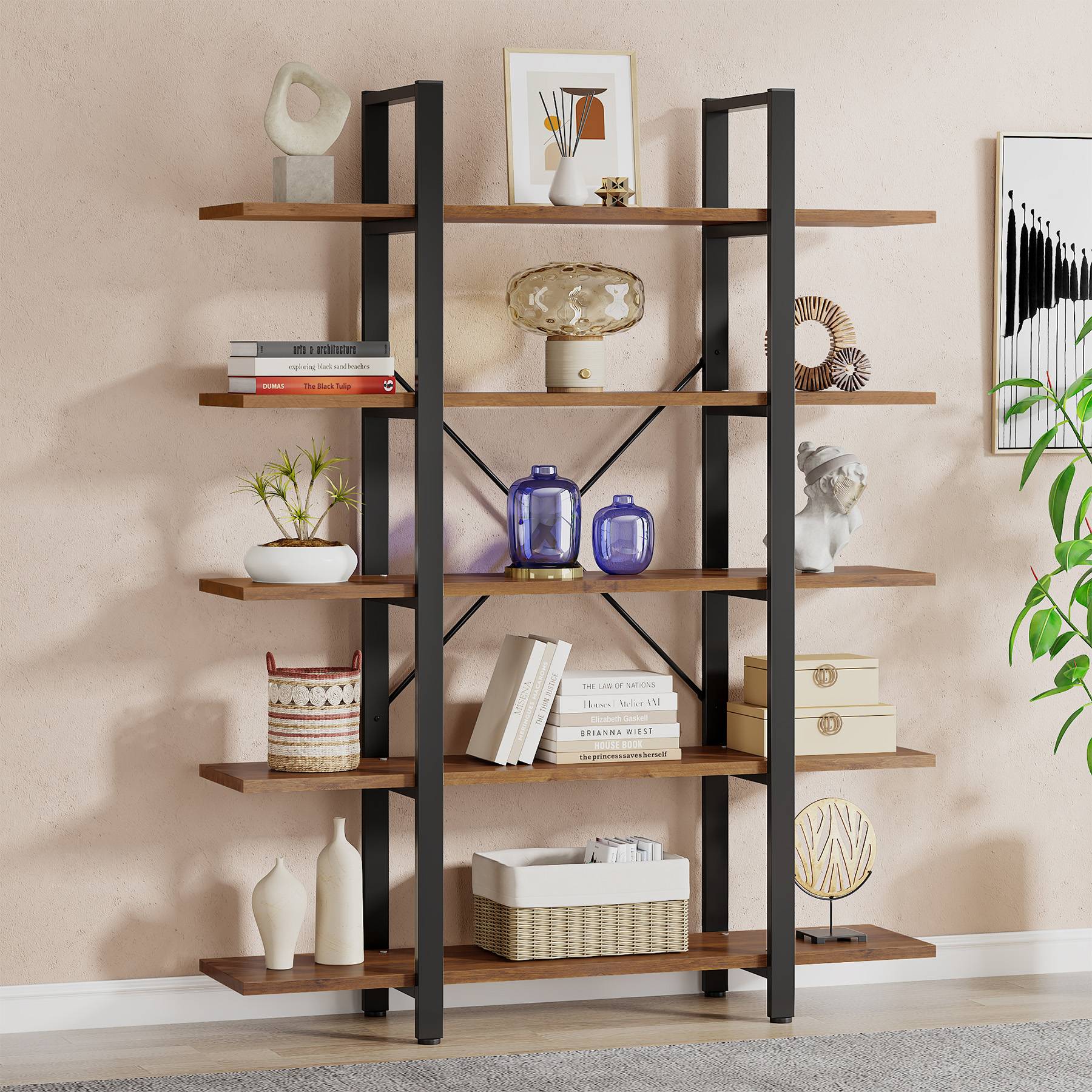 5-Tier Bookshelf, Open Etagere Bookcase Storage Display Rack