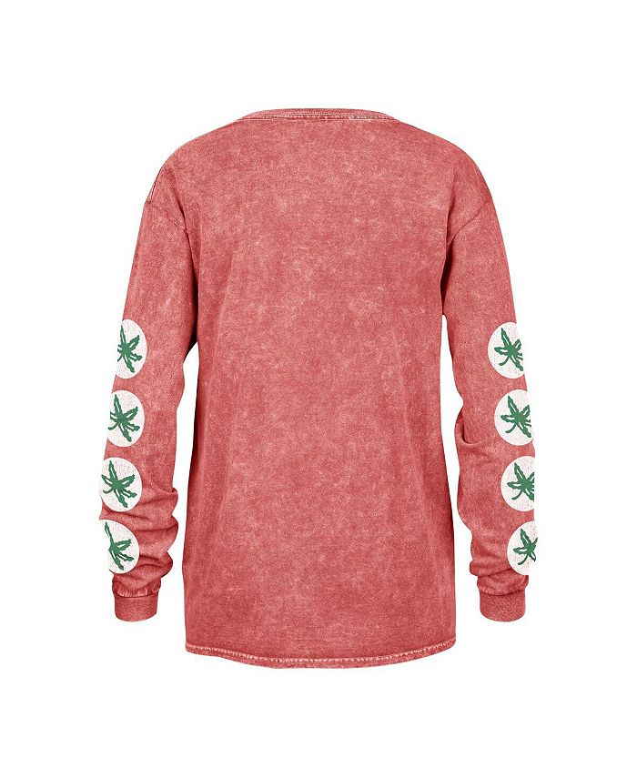 Women's Scarlet Ohio State Buckeyes Vintage-Like Tubular Boyfriend Long Sleeve T-shirt