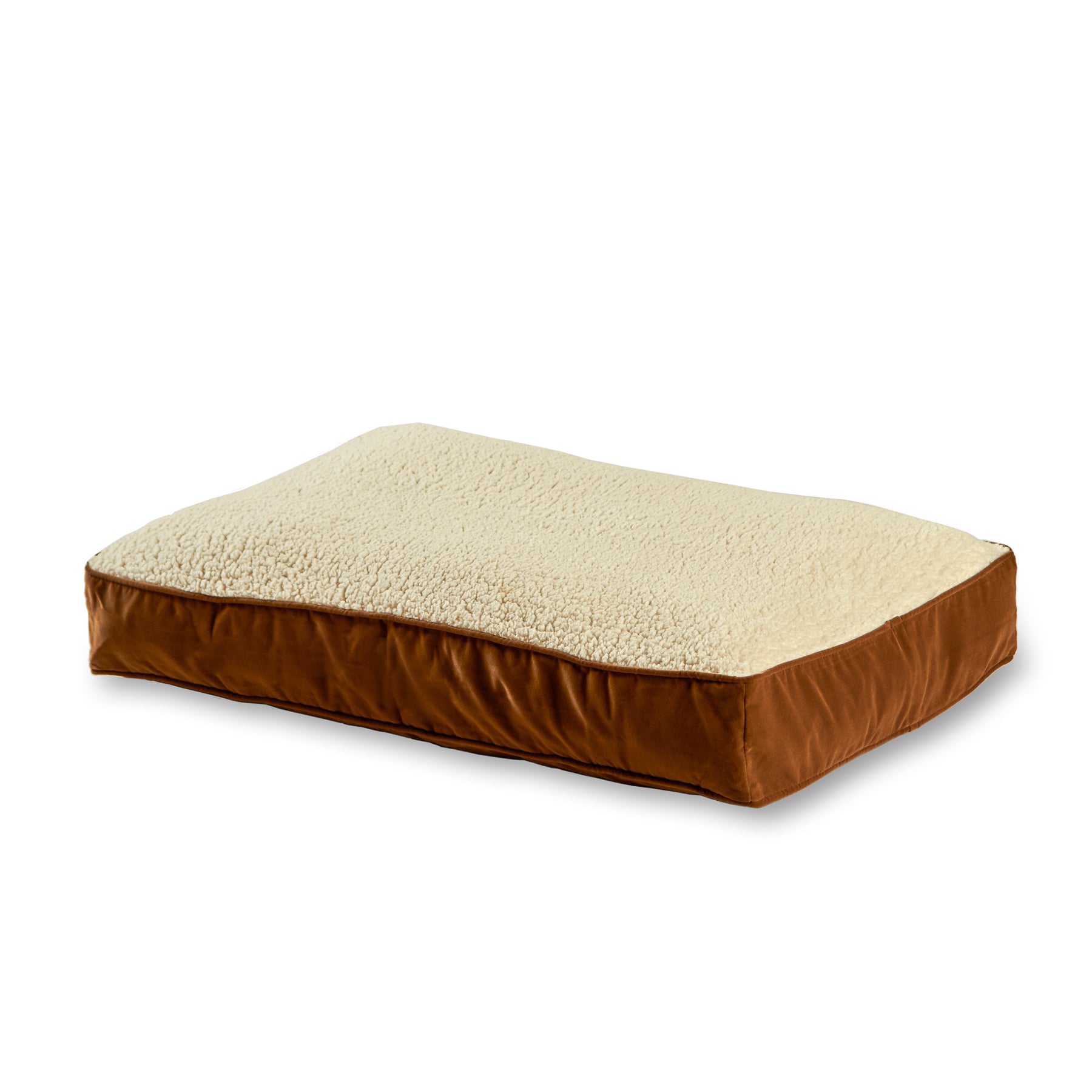 Happy Hounds Buster Sherpa Rectangle Pillow Style Dog Bed， Latte， Small (36 x 24 in.)
