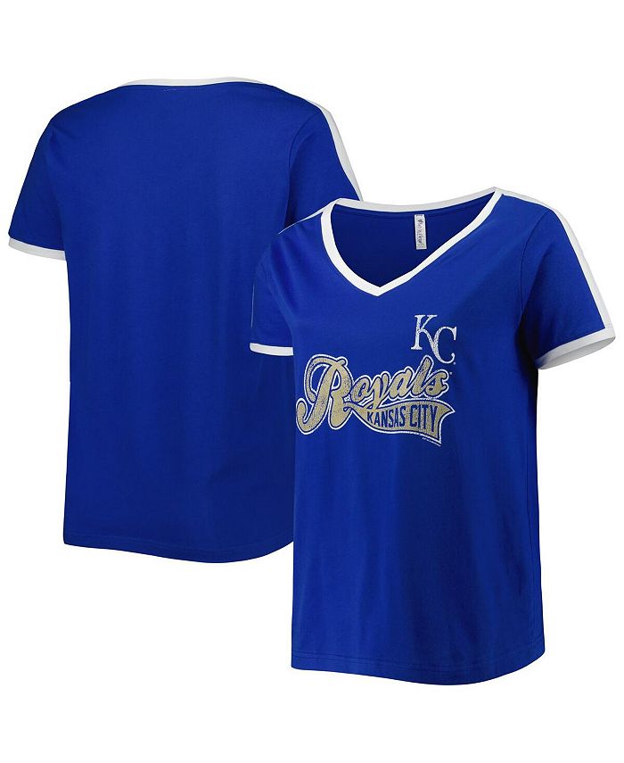 Women's Royal Kansas City Royals Plus Size V-Neck T-shirt