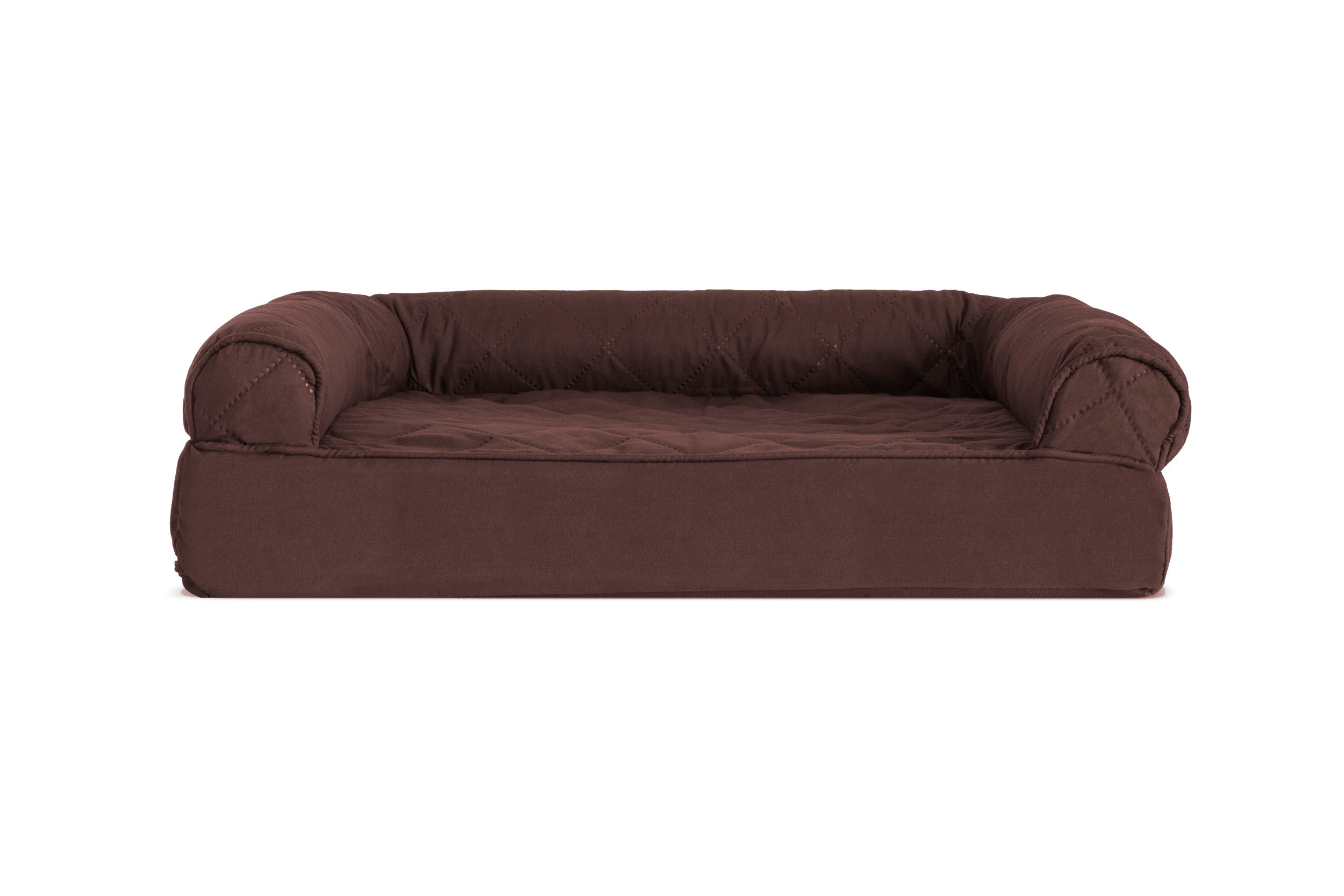 FurHaven | Cooling Gel Quilted Sofa Pet Bed for Dogs and Cats， Coffee， Small