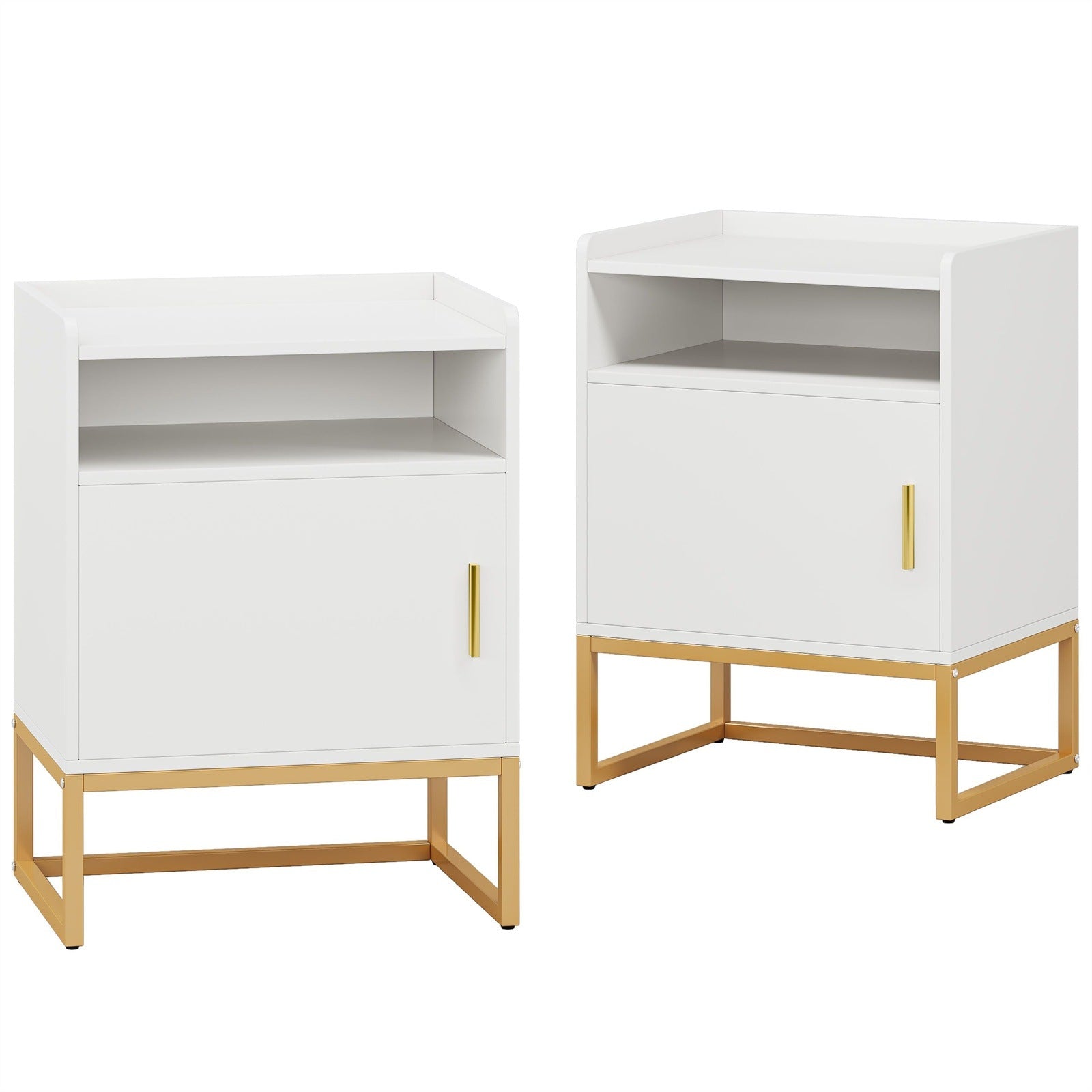 Modern Nightstand Bedside Table with Cabinet and Storage Shelf