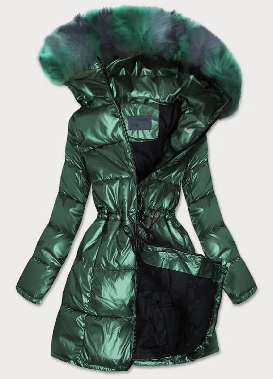 Metallic winter ladies green jacket