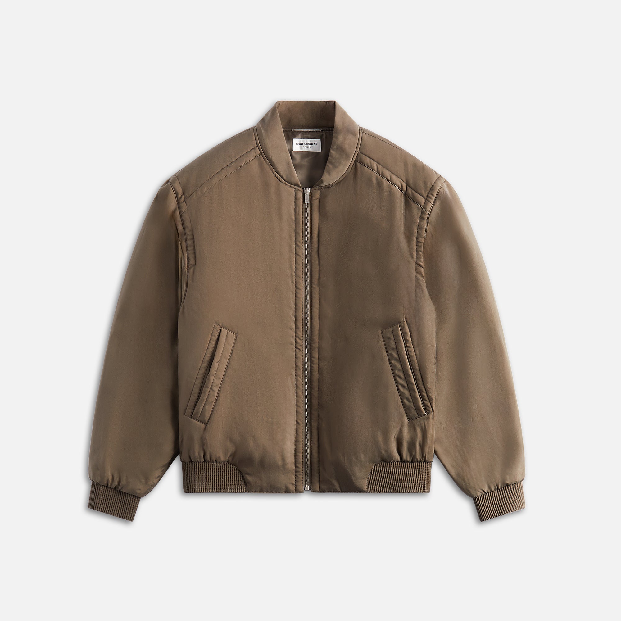 Saint Laurent Teddy Bomber Jacket In Twill - Khaki