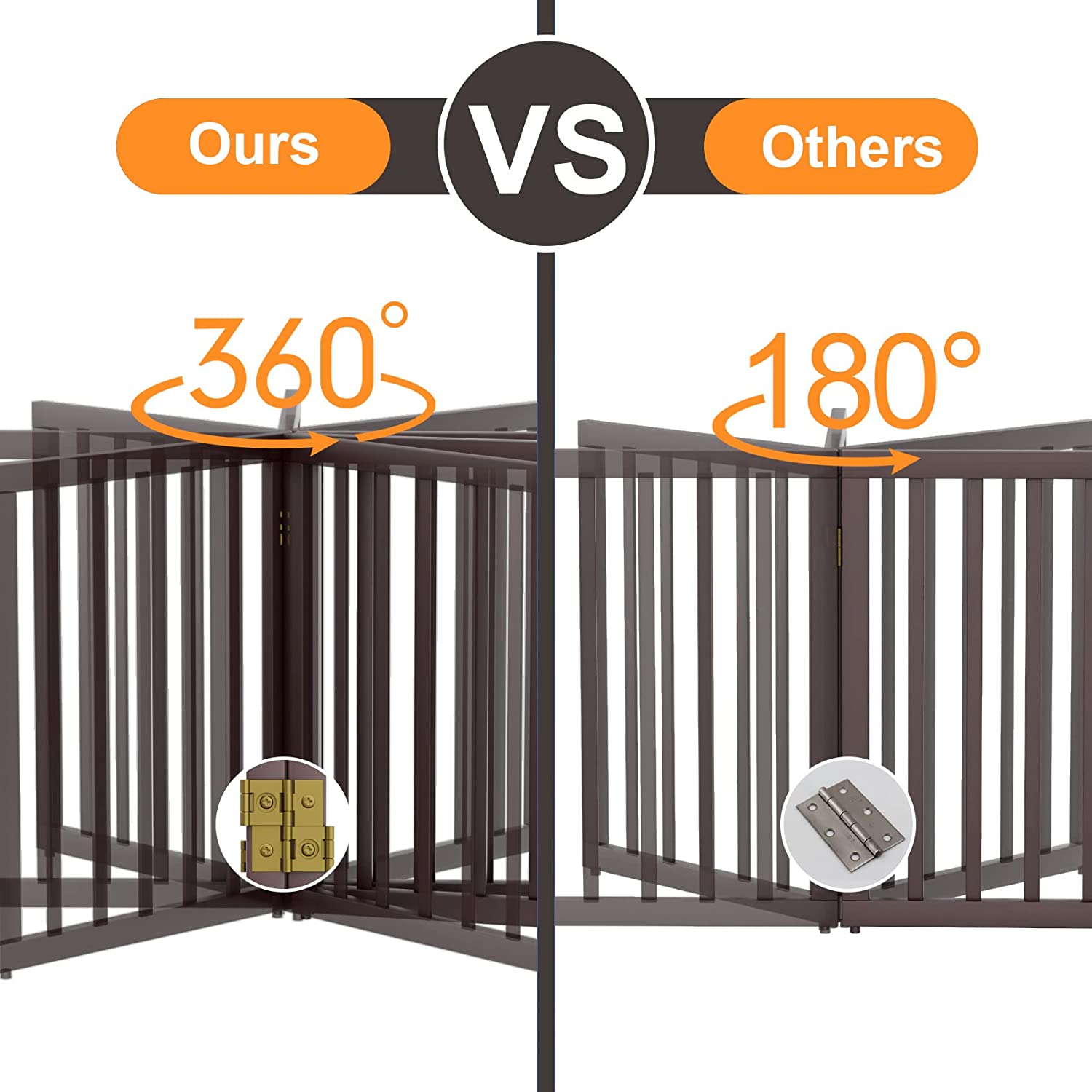 Semiocthome Foldable Wood Extra Wide Baby Gate for Baby，Pet Gates，24
