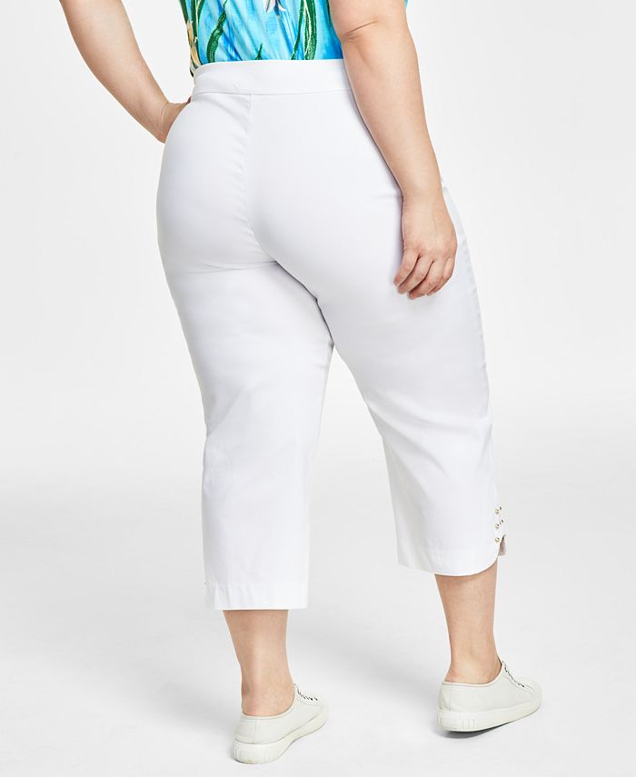 Plus Size Lattice-Hem Capri Pants， Created for Macy's
