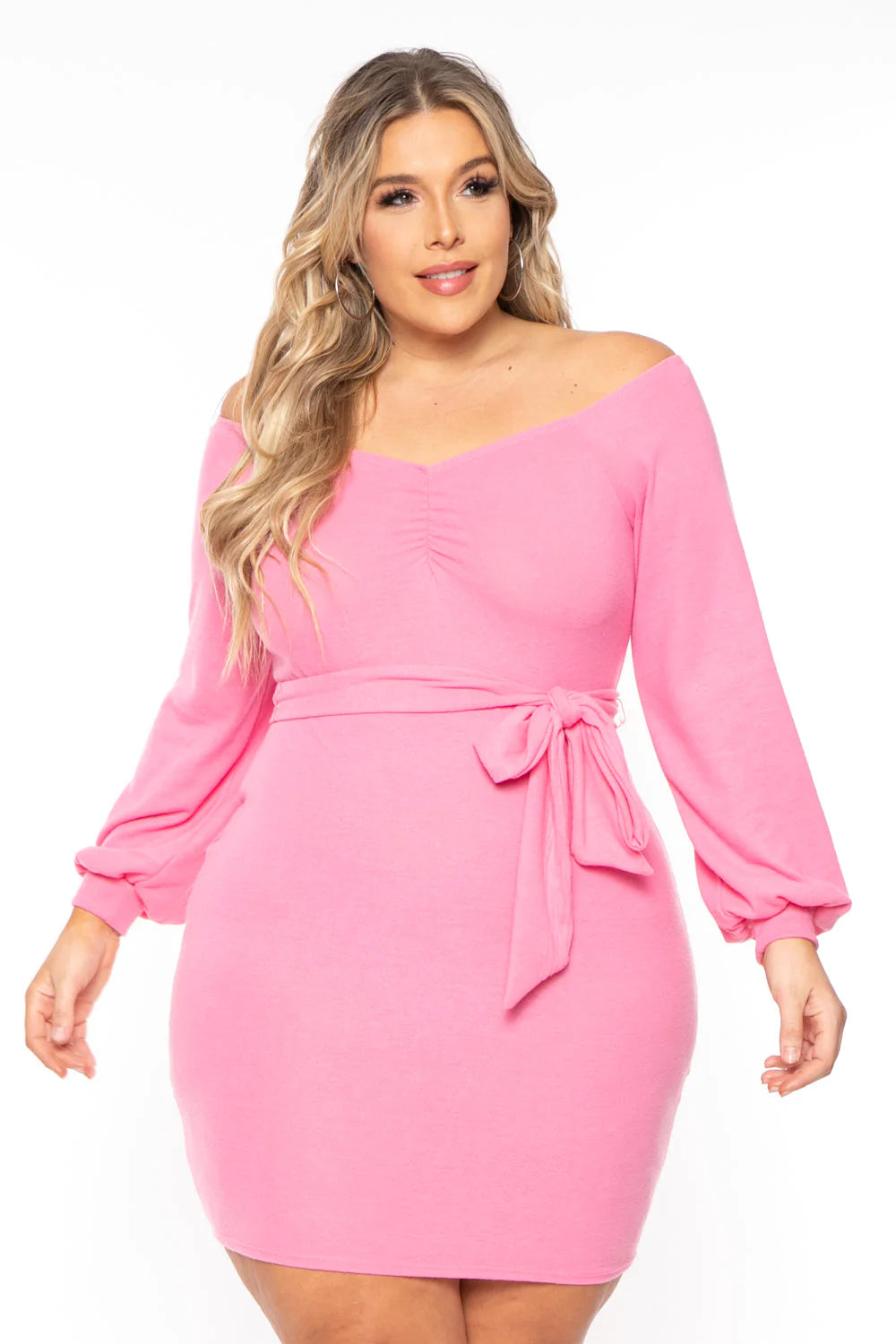 Plus Size Kiera Sweetheart Sweater Dress- Pink