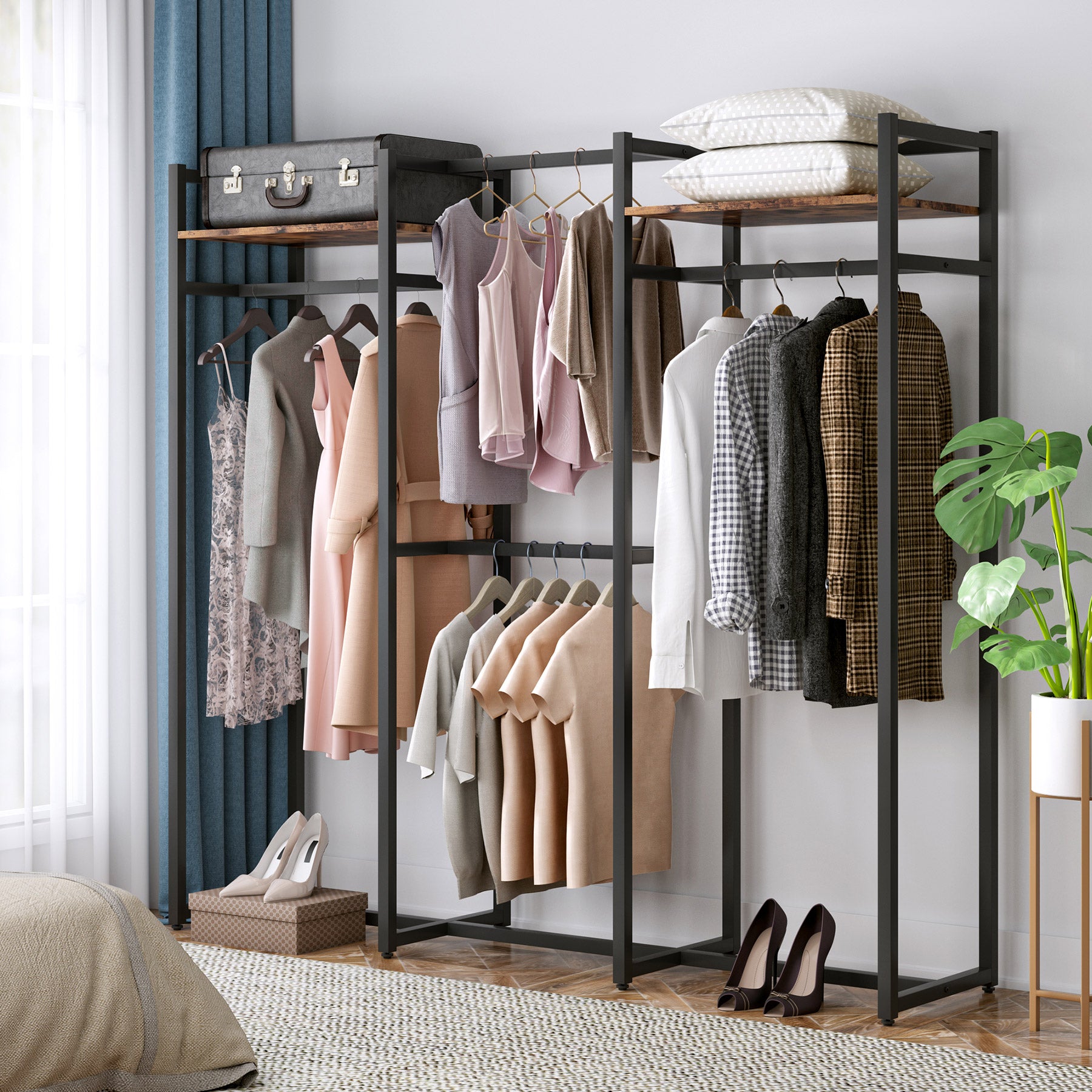 Freestanding Closet Organizer, Large Garment Clothes Rack