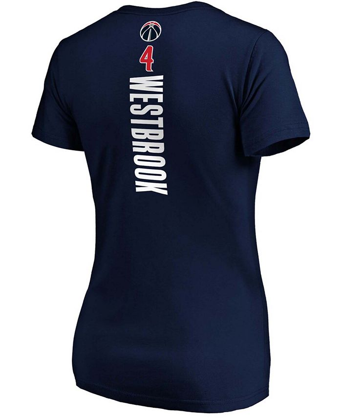 Women's Russell Westbrook Navy Washington Wizards Playmaker Name Number V-Neck T-shirt